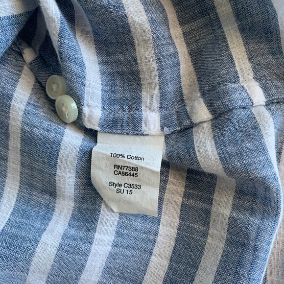 J. Crew The Perfect Shirt Cotton Button Down Sz L Blue & White Striped 118C - Picture 7 of 8